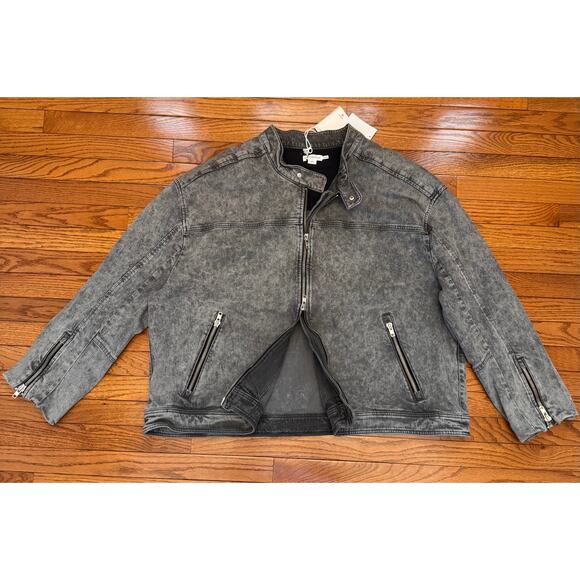 Good American Boyfriend Moto Jacket – Size 6 / 3XL - Black Stone Wash – NWT - Picture 4 of 11